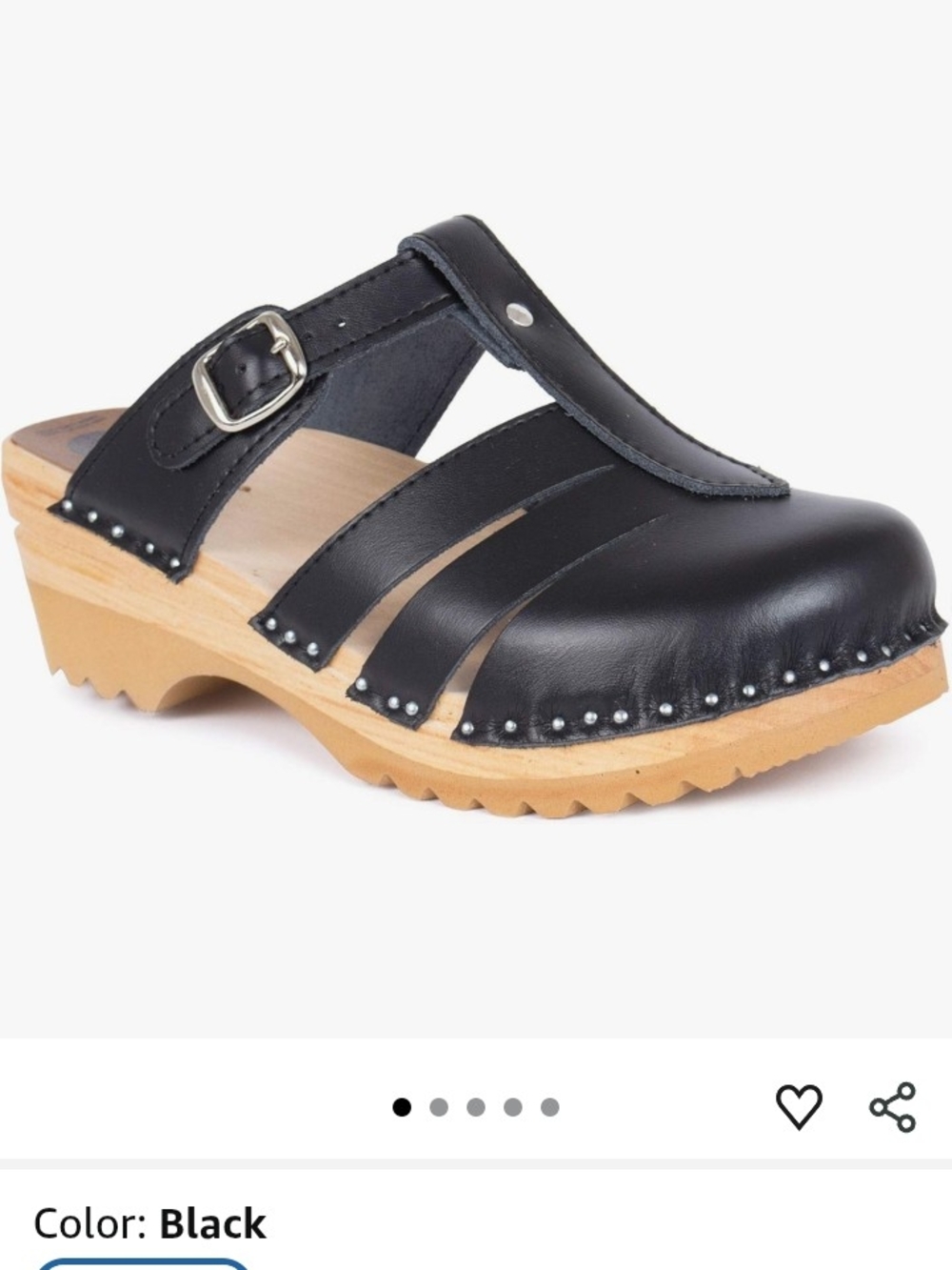 Troentorp Black Leather Clog Sandal 
Size 39 | US 9